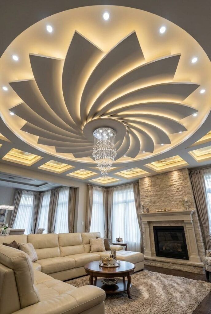Plaster ceiling installation in progress on a construction site