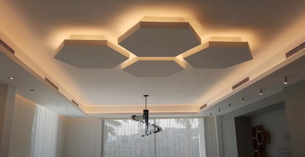 False ceiling installation in progress
